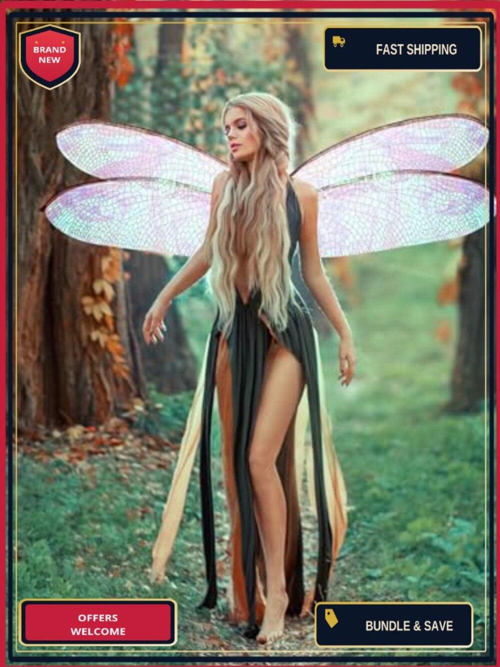 Dragonfly Wings Halloween Costume Accessory for Girls Soft Yarn